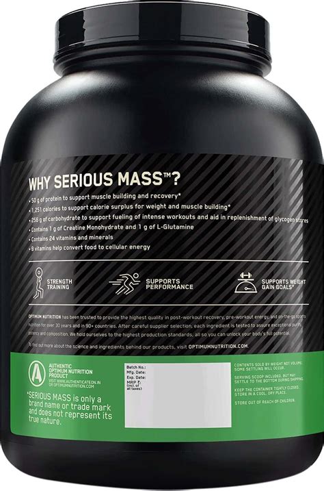 serious mass amazon|Optimum Nutrition (ON) Serious Mass High Protein High Calorie Weight.
